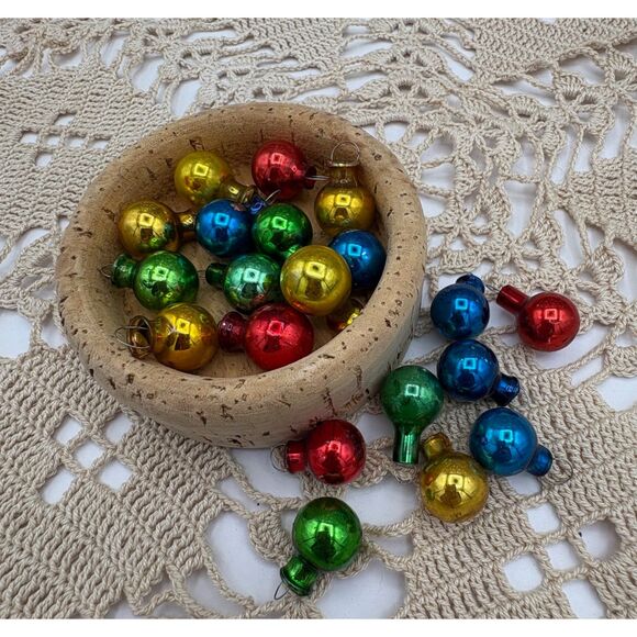 Vintage Mercury Miniature Glass Ball Feather Tree Ornament Lot 20 Pieces - Picture 2 of 4